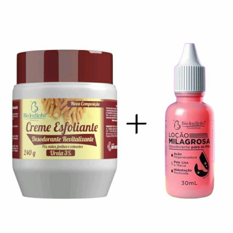 Kit Creme Esfoliante p/ Pés + Loção Milagrosa - Bio Instinto